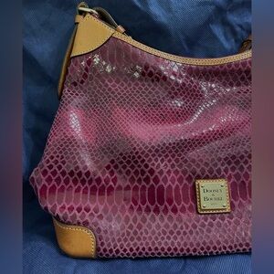 EUC Dooney & Bourke Plum Leather Hobo Bag & Dust Cover Bag